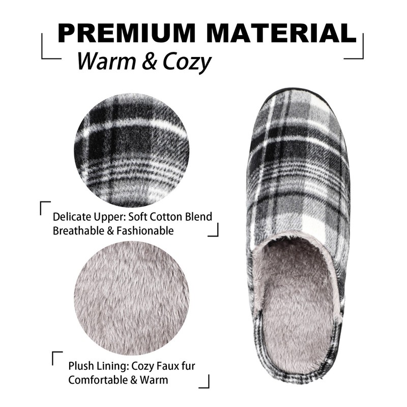 riemot Mens Memory Foam Indoor Bedroom Slippers Winter Warm Fluffy House Shoes gallery