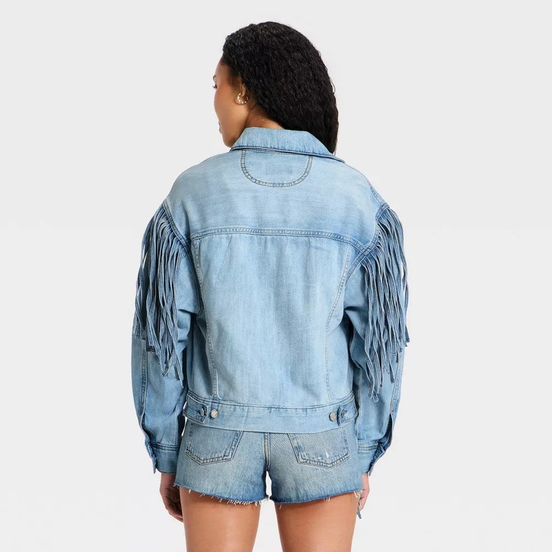 Women Fringe Denim Jacket - Universal Thread