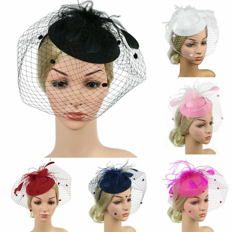 Fascinators Hat Women Wedding Cocktail Tea Party Headwear Mesh Veil Hair Clip