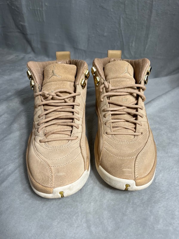 Nike Air Jordan 12 Retro Wheat Blush Beige Suede Gold Women Sneakers US 7 EU 38 gallery