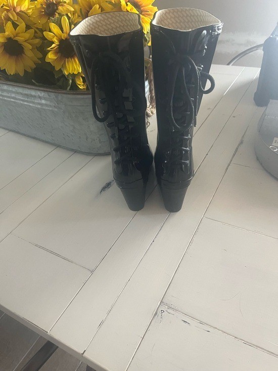 Hunter Women’s Verbier Black Wedge Lace Up Boots Size 6 EU 37 gallery
