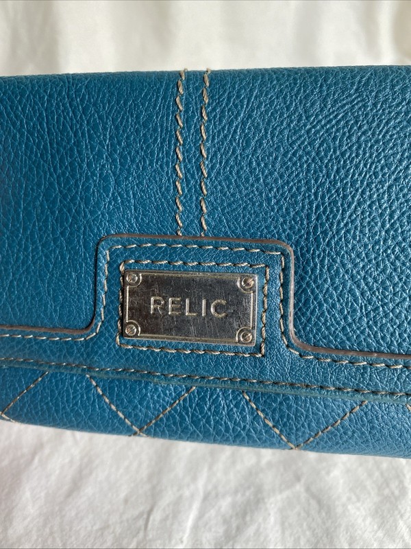 Relic Ladies Leather Wallet Folding Dark Teal 7.5 X 4 Inches gallery
