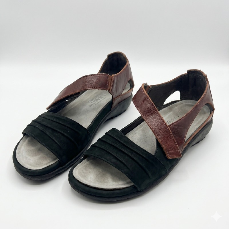 Naot Womens 6 Boho Minimalist Coastal Resortwear Leather Suede Papaki Sandals