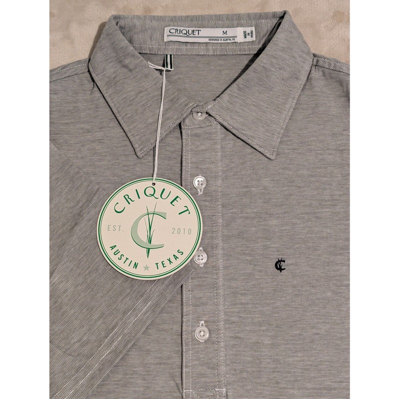 Criquet Men’s Players Polo Shirt Gray Heathered Medium Organic Cotton Golf NWT