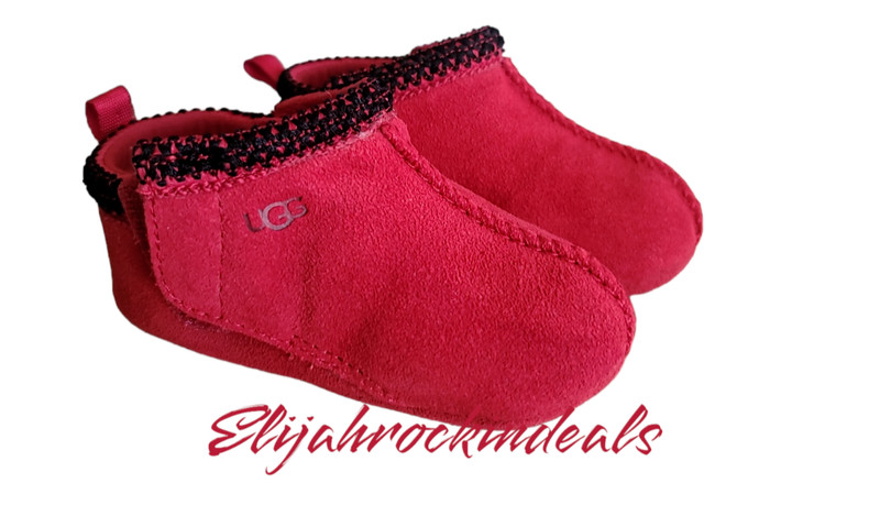 NEW UGG INFANT TASMAN SUEDE SAMBA RED BOOTIE SLIPPER SHOES US 4/5 = 12-18 Months