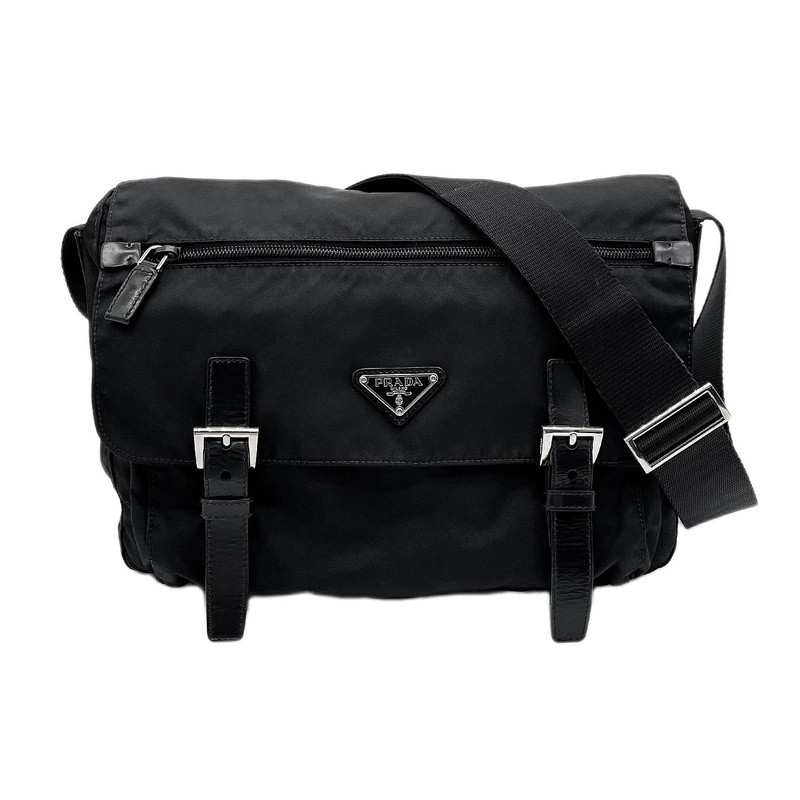 PRADA Nylon Shoulder Bag Messenger Bag Tesuto Pocono Triangle Plate Logo