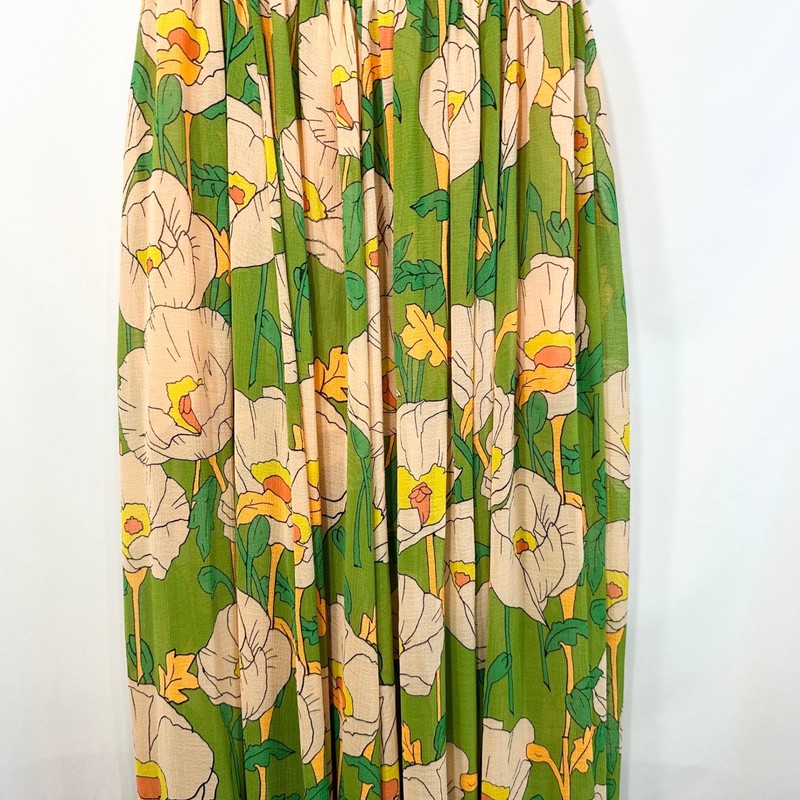 Free People XS Sophia Jumpsuit Strapless Smocked Floral Wide Palazzo Green 1799 gallery