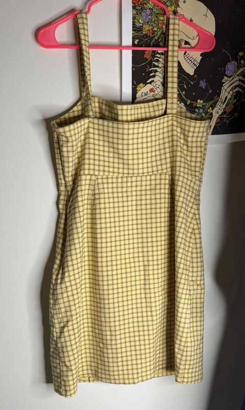 Clueless style Hollister L Yellow Plaid Sleeveless Mini Dress gallery