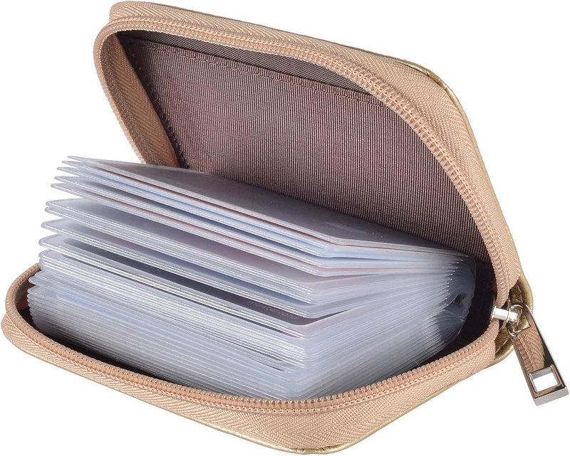 Credit Card Holder Zipper Wallet with 26 Card Slots Capacity RFID Blocking