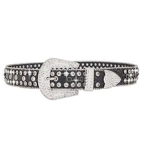 Men Fashion Rhinestone Belt Western Bling Studded Design Leather Belt for Jeans gallery