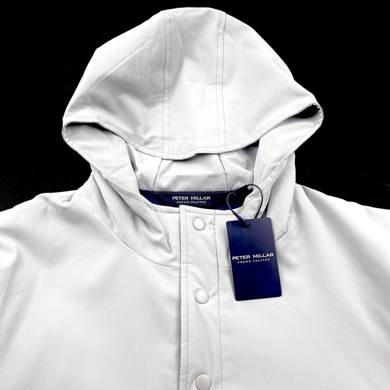 Peter Millar M Medium Jacket Approach Insulated Half Snap Hoodie Gale Grey $250 gallery