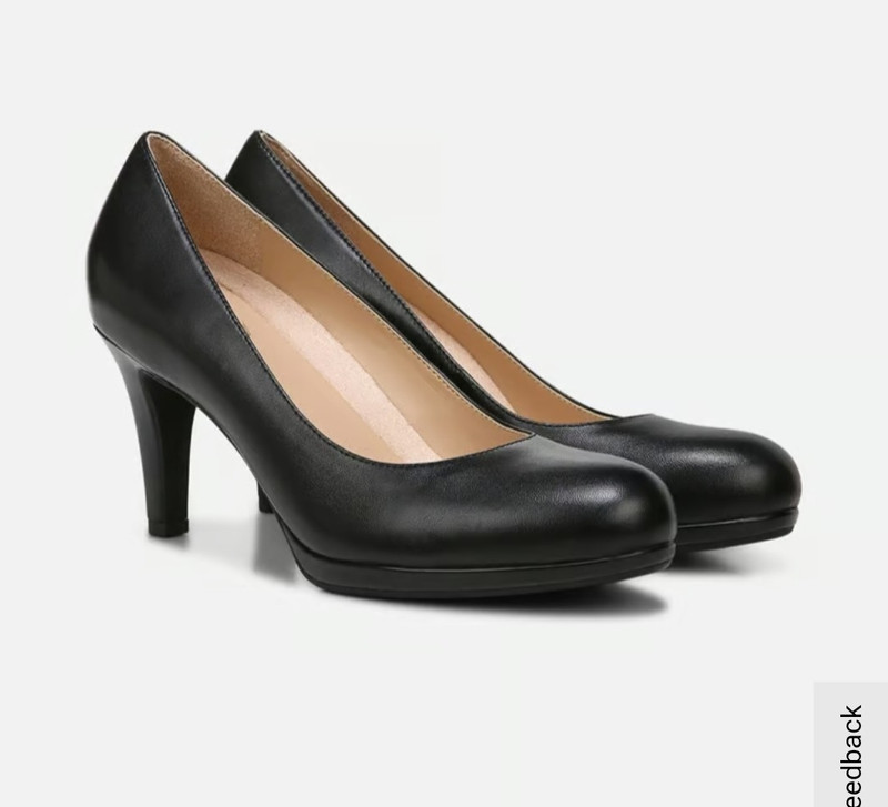 Naturalizer Black Leather Round Toe Pump Heels Slip-On Women’s US 6 M