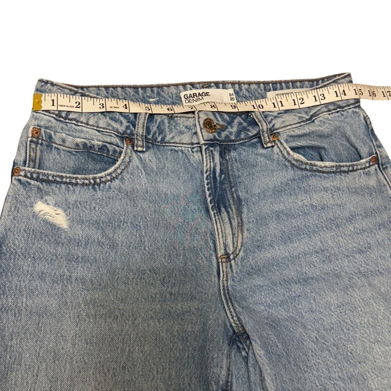 Garage Denim Slouchy Straight Leg Distressed Jeans Light Wash Women Size 1 25 gallery