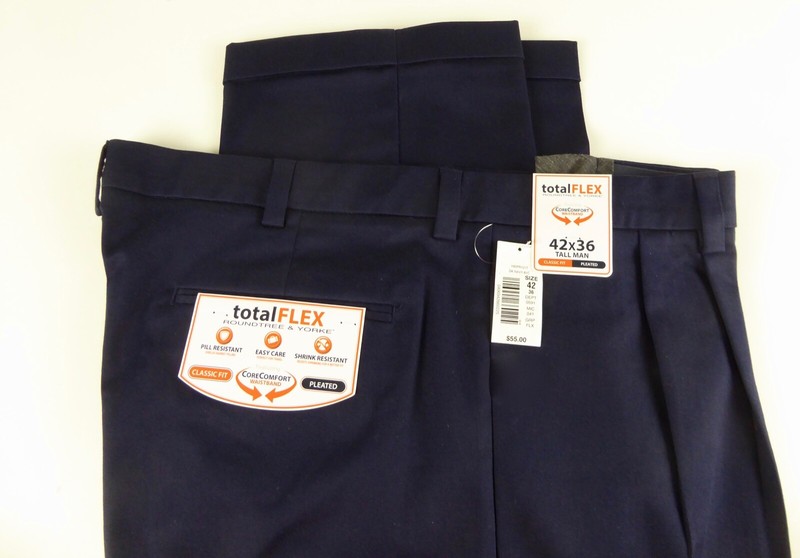 Roundtree & Yorke Total Flex Core Comfort Easy Care Pleated Dress Pants NWT