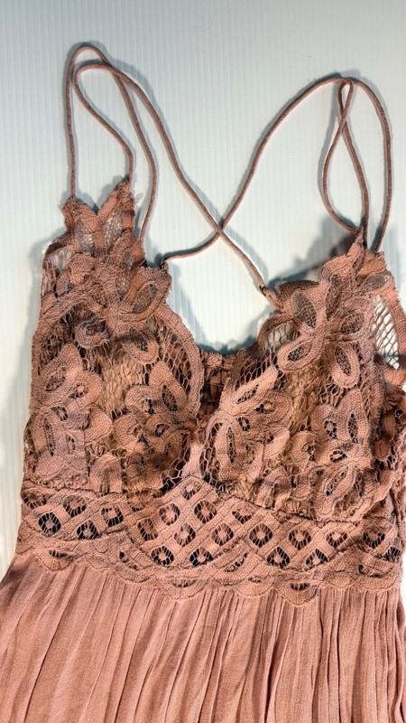 Free People FP One Adella Maxi Dress M Rust Terracotta Lace Romantic Boho NWT