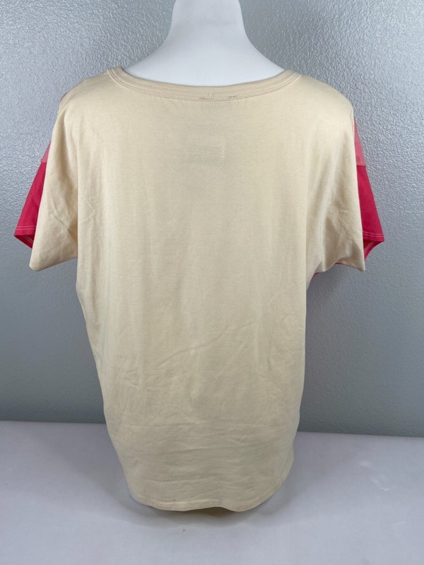 BiBi Women Medium Pink Tan Top Wide Stripe Long Sleeve Casual NWT gallery