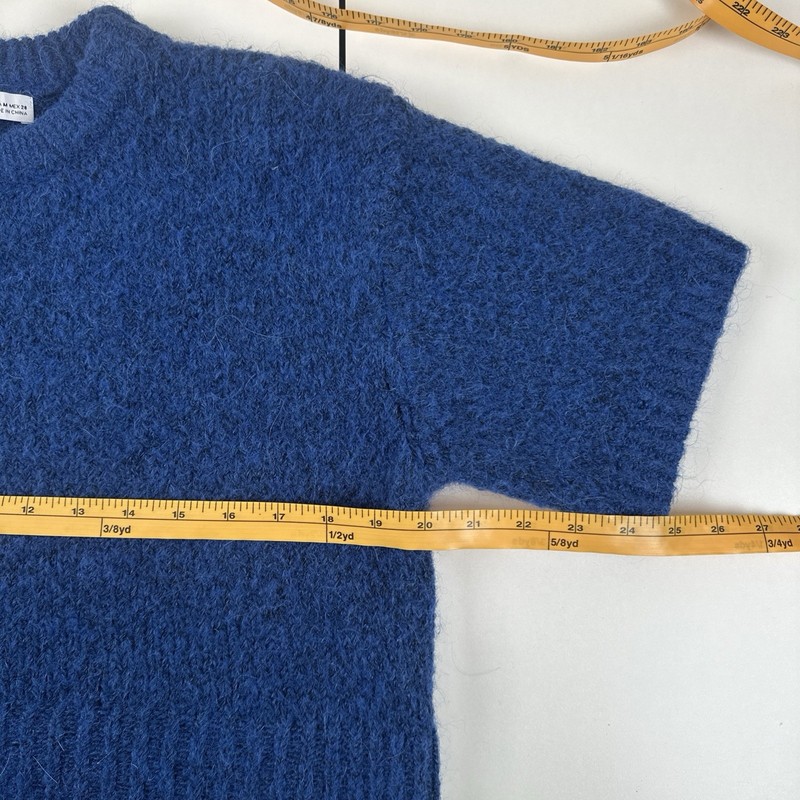 Zara Short Sleeve Wool Alpaca Blend Knit Short Sleeve Crop Sweater Sz M gallery