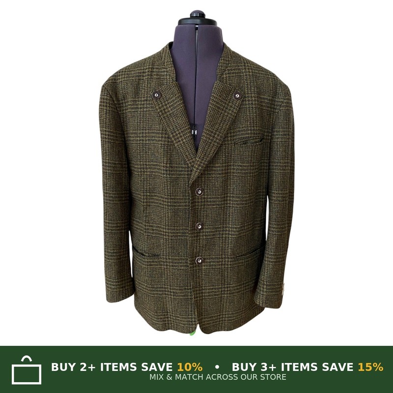Lodenfrey Trachten Jacket Green Check Loden Sports Jacket Mens 52 UK 42