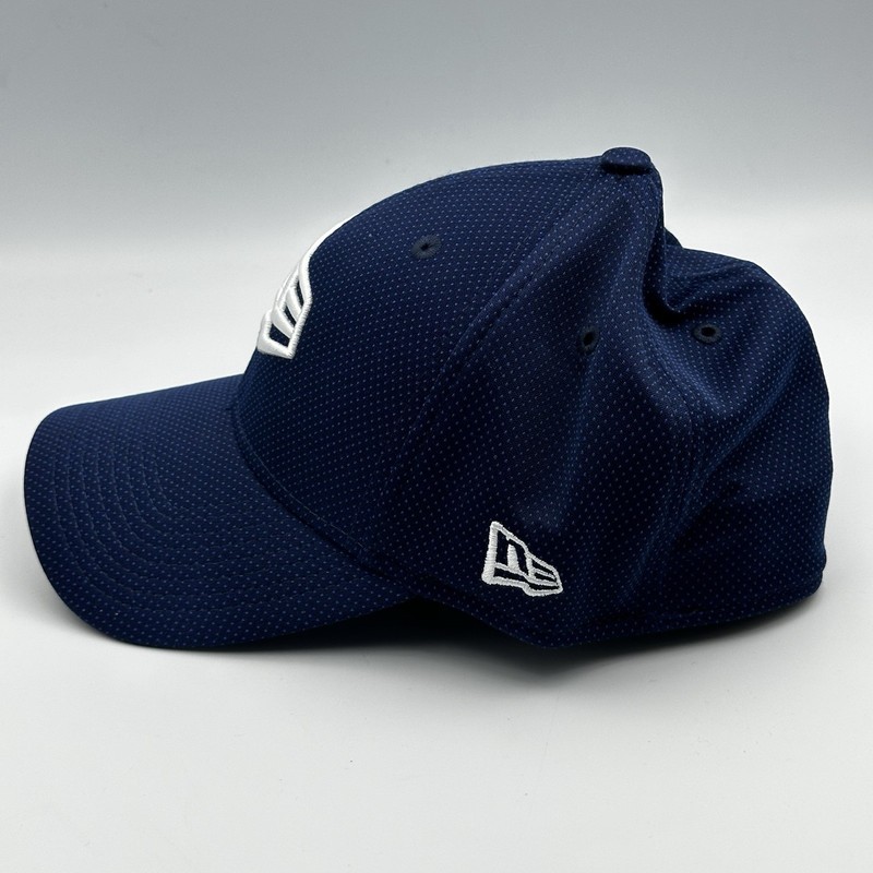 New Era Medium Large Navy 39Thirty Stretch Fit Cap Blue Logo Hat Cap Mesh gallery