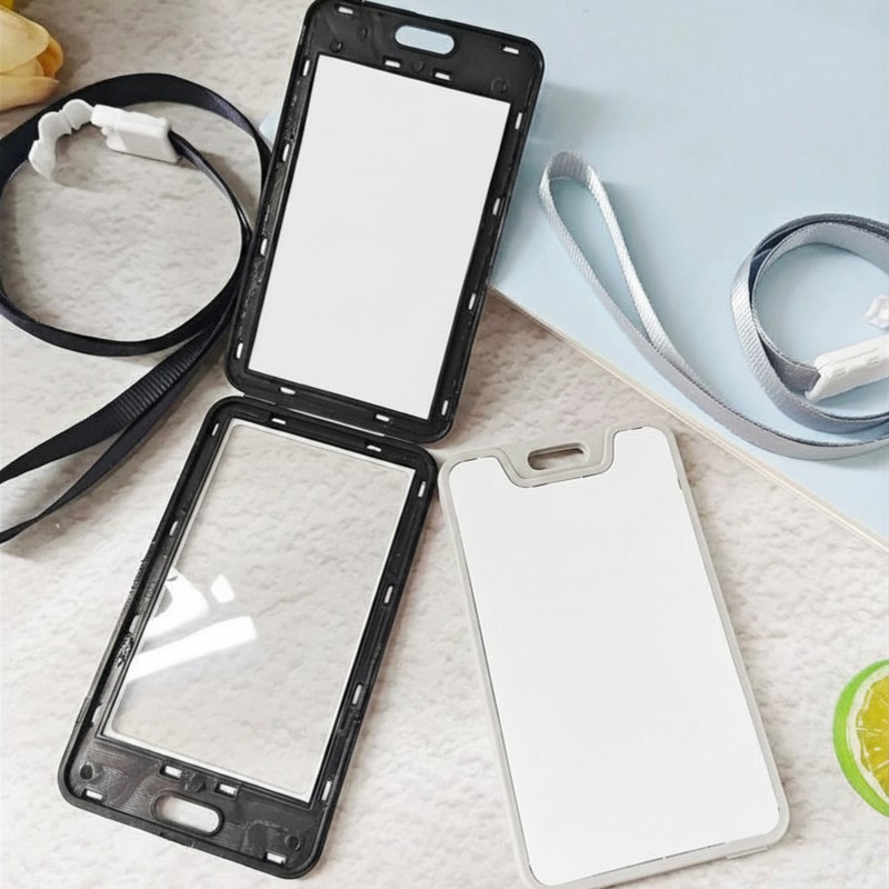 2PCS ID Badge Holder with Lanyard Heavy Duty Clear Vertical Name Tag Card Sleeve gallery