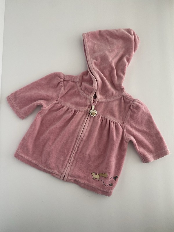Gymboree Pink Velour Hoodie Jacket 3-6 Months Adorable Embroidery Squirrel