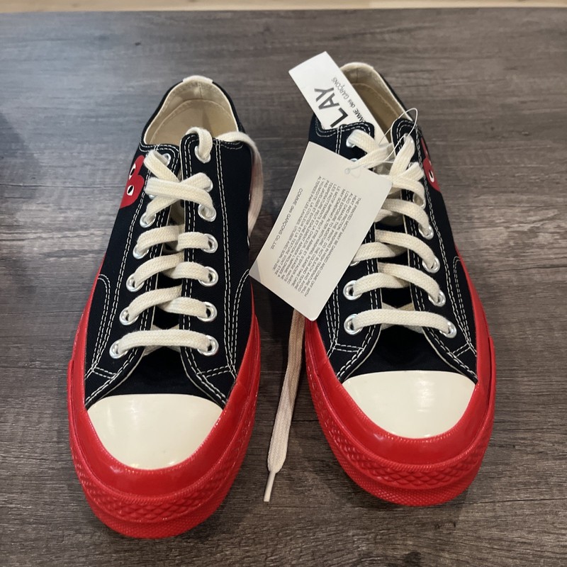 CDG PLAY X CONVERSE RED SOLE BLACK LOW TOP SNEAKERS gallery
