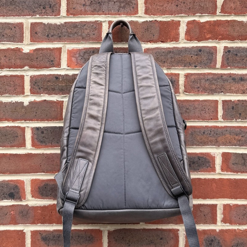 AllSaints ARENA Leather Backpack Bag Grey Brown Mens Ladies Unisex Rucksack gallery