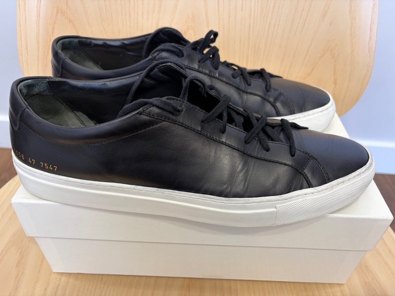 COMMON PROJECTS Original Achilles Low Top Black w/White Sole Sz 14-US/47-EU gallery