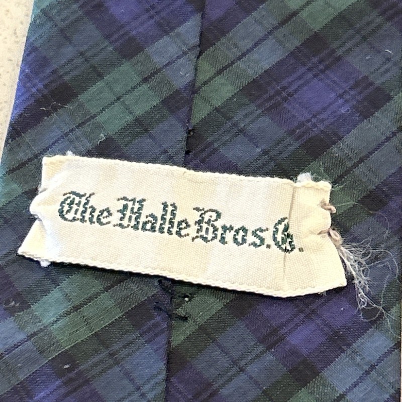 D&J Anderson For Halle Bros Co. Blue Tartan Plaid 100% Cotton Necktie SCOTLAND gallery