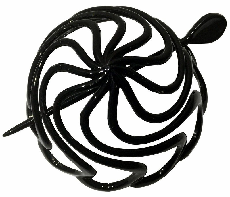 Parcelona French Swirls Black Shell Large Celluloid Slide Hair Bun Cover gallery