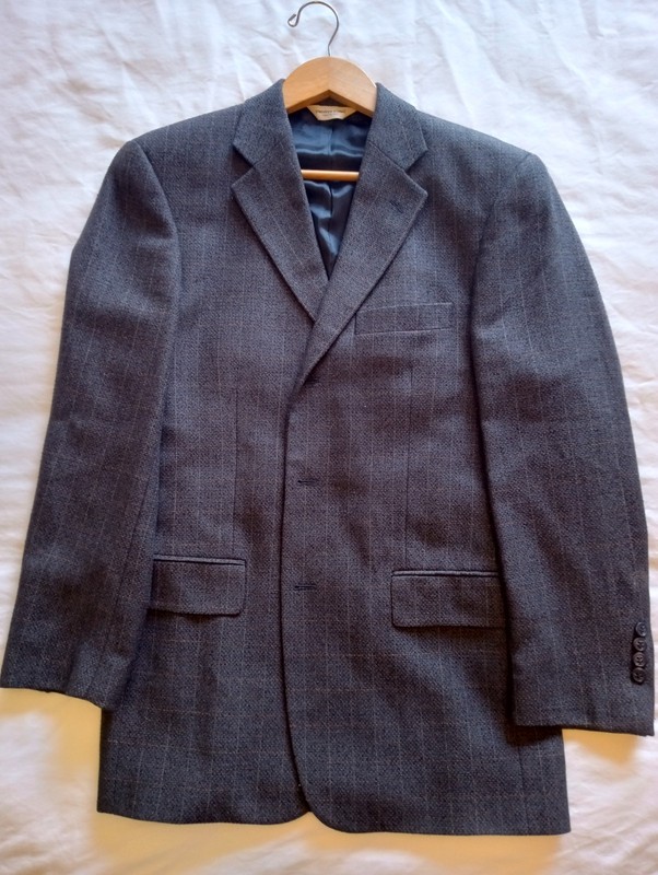 Pronto Uomo Blue & Charcoal Windowpane Silk Wool Sportcoat Blazer 37R gallery