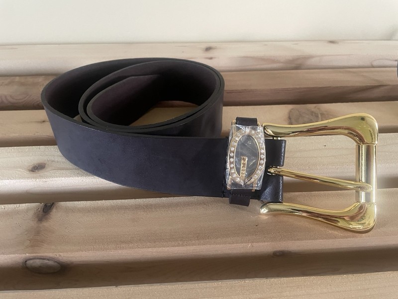 New GUESS Jeweled Women’s Dark Brown Genuine Leather Belt Size M