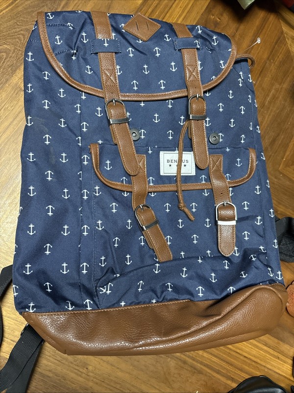 Benrus Blue stars & Tan Travel Outdoor Backpack Rucksack Drawstring Lmtd EDT