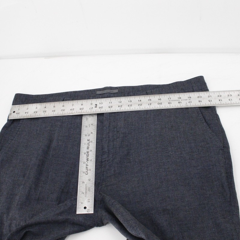 John Varvatos pants men's 40 L33.5 chino flat front linen viscose blend blue gallery