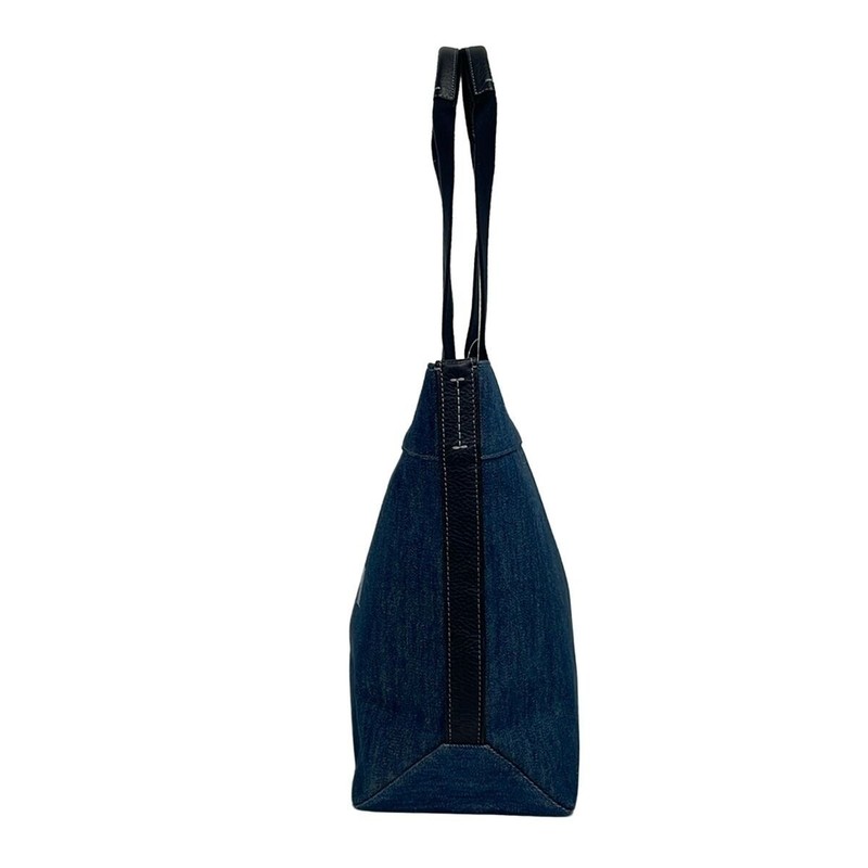 COACH Denim Leather Horse and Carriage Tote Bag Navy 67415 From Japan Auth gallery