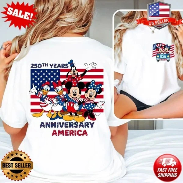 Disney 250th USA Anniversary Shirts, Mickey and Friends T-Shirt S-3XL